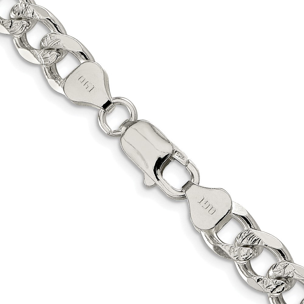 Buy Stylish Rhodium-Plated Sterling Silver 8.3mm Pav Curb Chain - Luxury Value