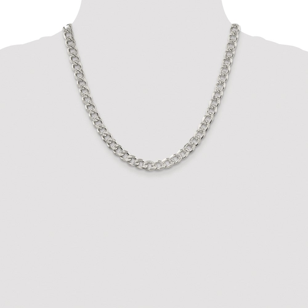 Buy Stylish Rhodium-Plated Sterling Silver 8.3mm Pav Curb Chain - Affordable Elegance
