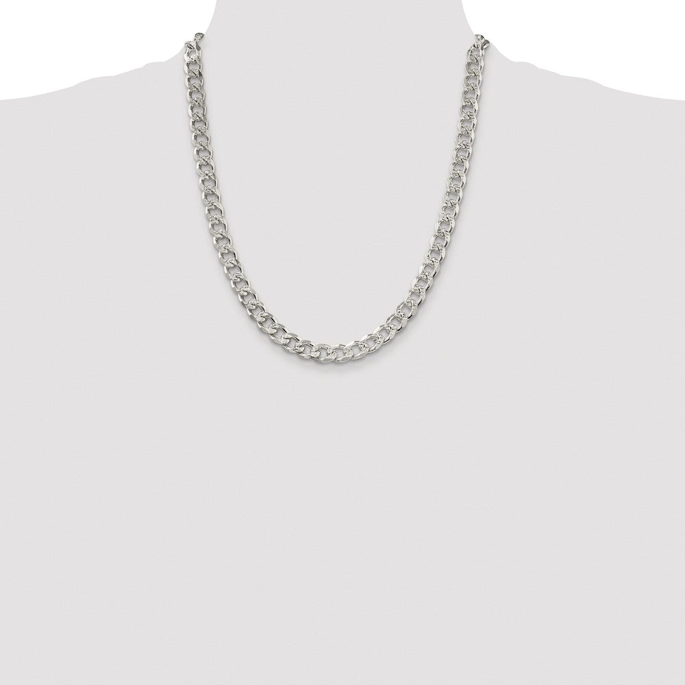 Buy Stylish Rhodium-Plated Sterling Silver 8.3mm Pav Curb Chain - Luxury Value