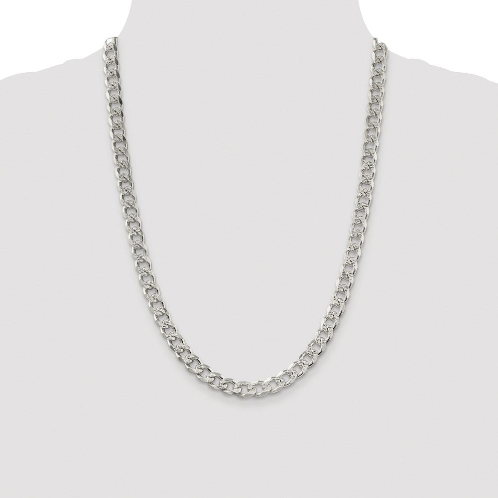 Buy Stylish Rhodium-Plated Sterling Silver 8.3mm Pav Curb Chain - Affordable Luxury!