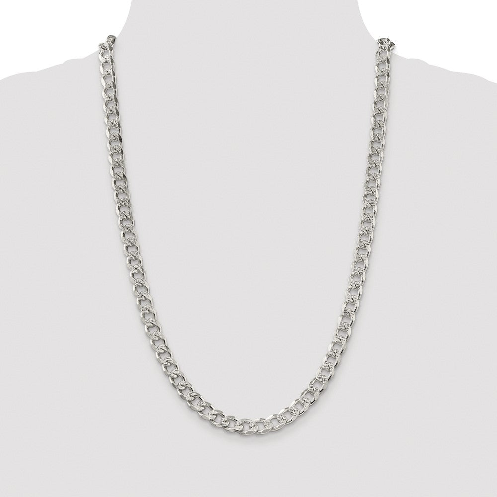 Buy Exclusive Rhodium-Plated 8.3mm Sterling Silver Curb Chain - Stylish Value!