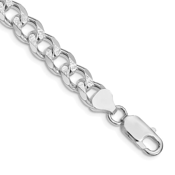 Rhodium-Plated Sterling Silver 8.3mm Pavé Curb Chain - Style GR1-1030063