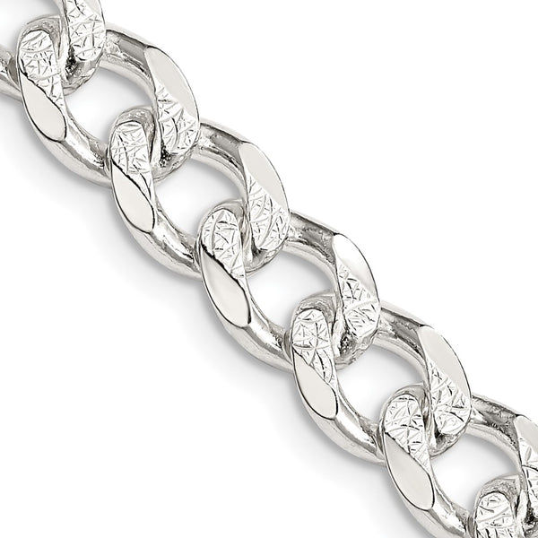 8.3mm Sterling Silver Pavé Curb Chain Necklace