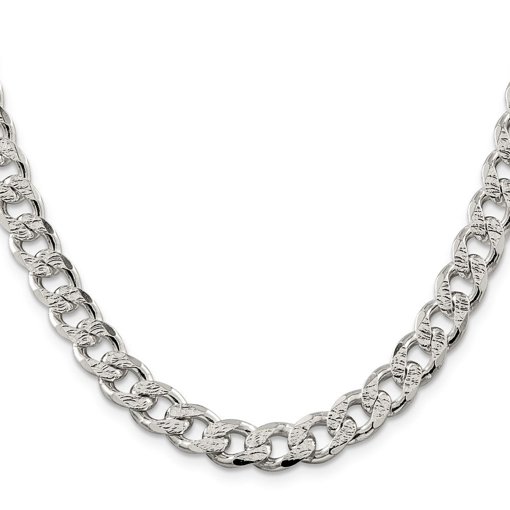 High-Quality 9.3mm Pav Curb Chain Necklace in Sterling Silver | Stylish Value