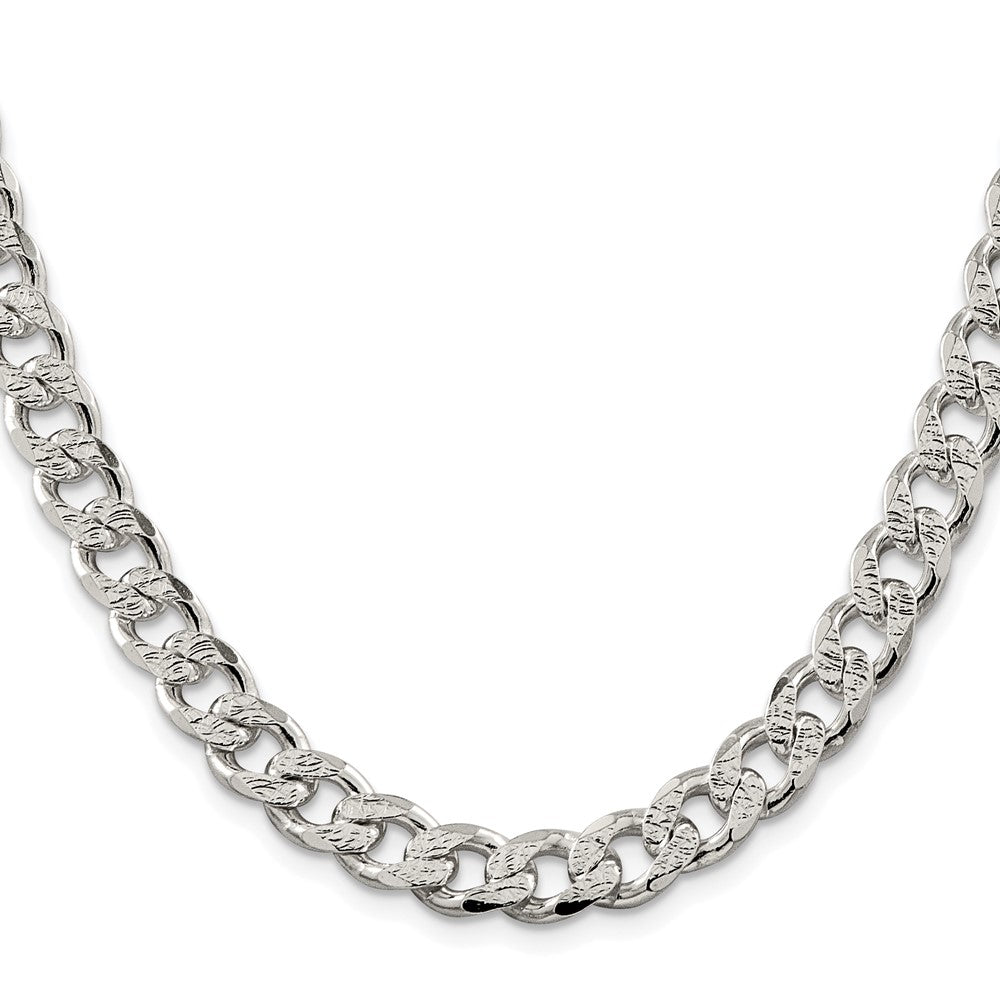 Exclusive Rhodium-Plated Sterling Silver 9.3mm Pav Curb Chain - Stylish Value