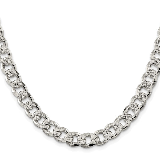 Exclusive Rhodium-Plated Sterling Silver 9.3mm Pav Curb Chain - Stylish Value