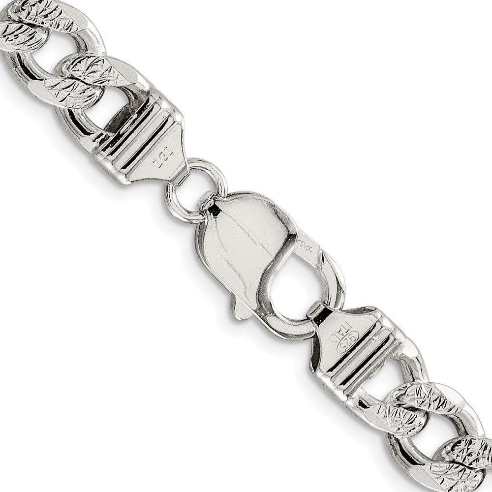 Exclusive Rhodium-Plated Sterling Silver 9.3mm Pav Curb Chain - Stylish Value