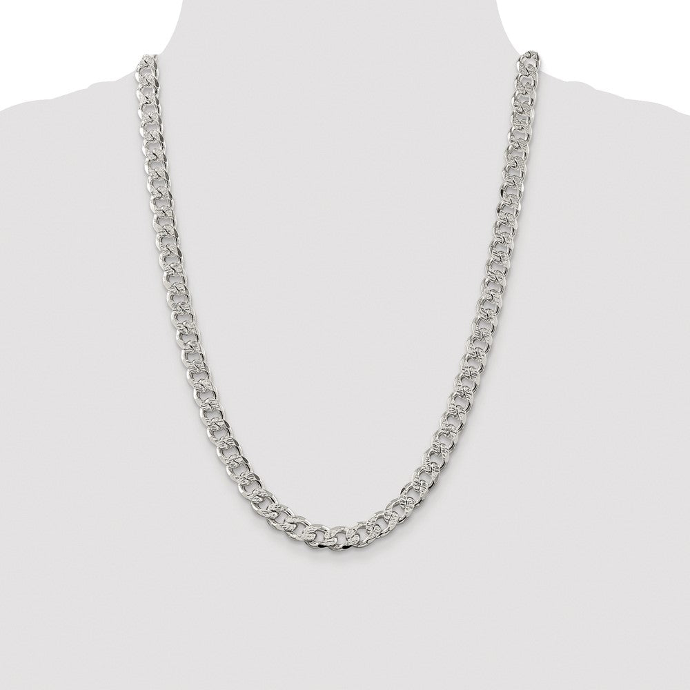 Exclusive Rhodium-Plated Sterling Silver 9.3mm Pav Curb Chain - Stylish Value