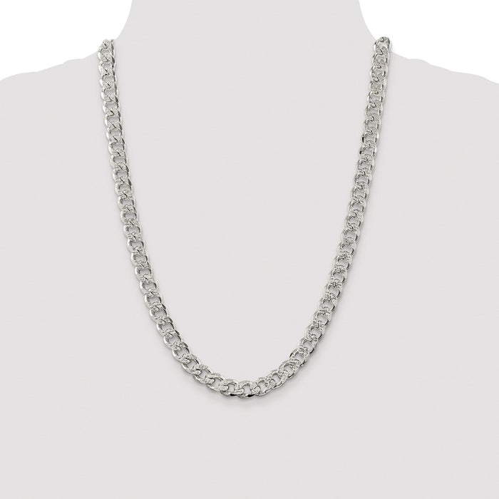 Exclusive Rhodium-Plated Sterling Silver 9.3mm Pav Curb Chain - Stylish Value-4