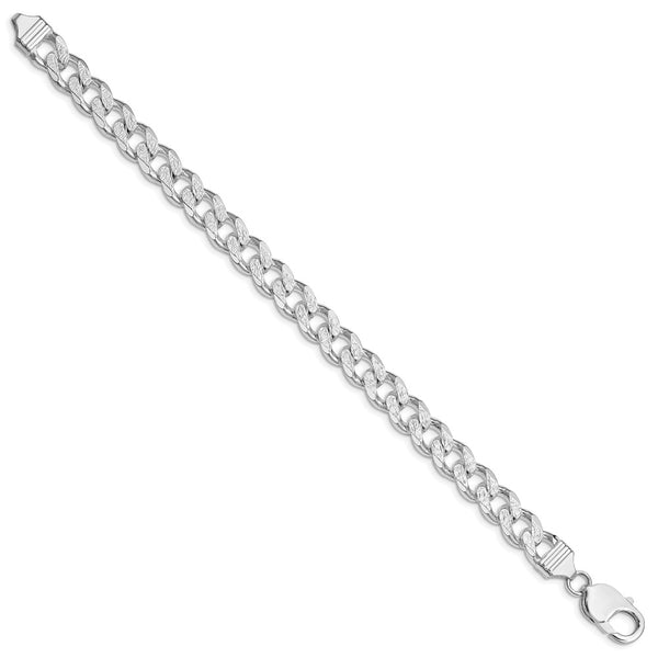 Rhodium-Plated Sterling Silver 9.3mm Pavé Curb Chain - Style GR1-1029790