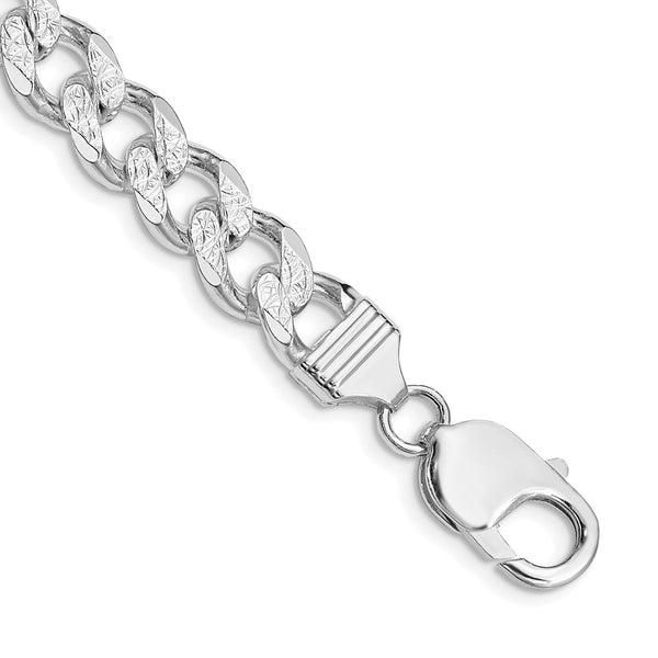 Rhodium-Plated Sterling Silver 9.3mm Pavé Curb Chain - Style GR1-1029790