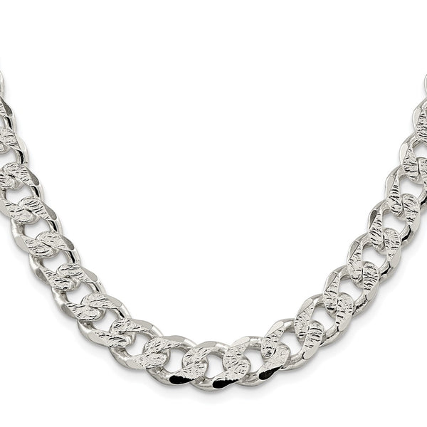 Rhodium-Plated Sterling Silver 11.0mm Pavé Curb Chain - Style GR1-1032406