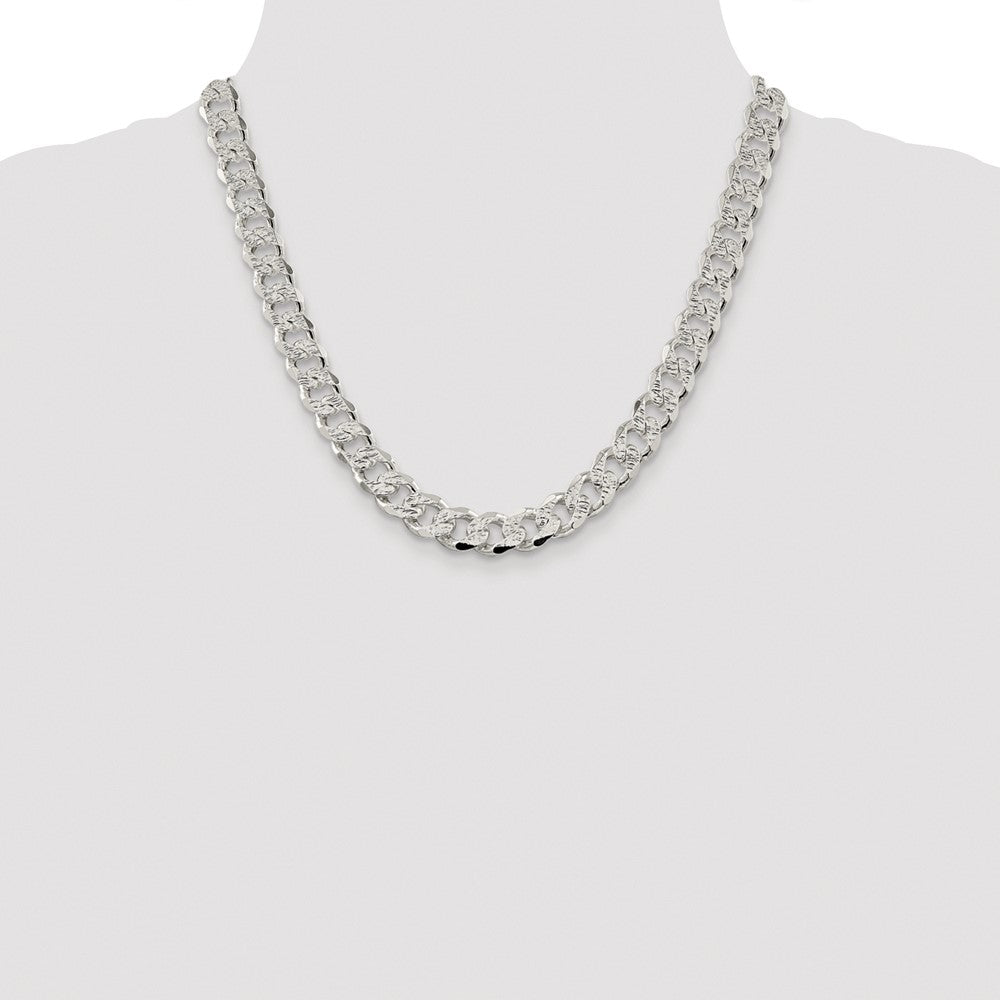 Buy Stylish Rhodium-Plated Sterling Silver 11.0mm Pav Curb Chain - Affordable Elegance