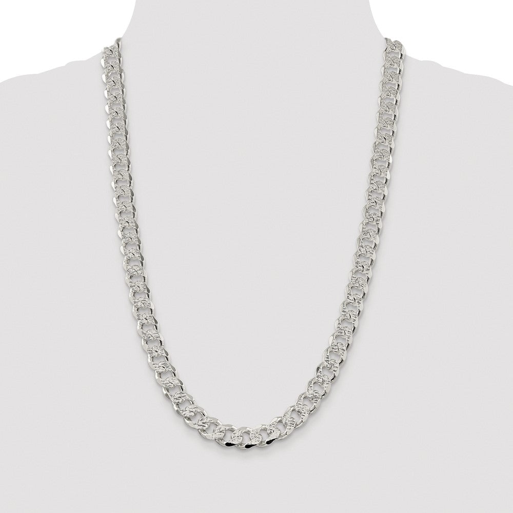 Buy Stylish Rhodium-Plated Sterling Silver 11.0mm Pav Curb Chain - Affordable Luxury
