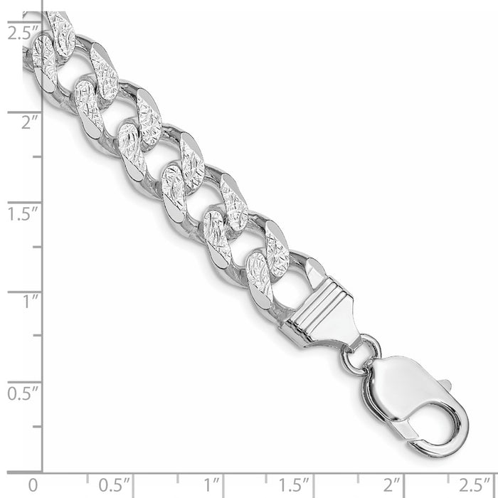 Buy Exclusive Rhodium-Plated Sterling Silver 11.0mm Pav Curb Chain - Stylish Value!-3