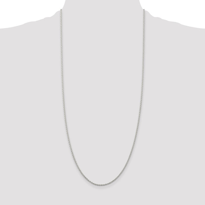 High-Quality Rhodium-Plated Sterling Silver 1.95mm Cable Chain - Stylish Value!-4