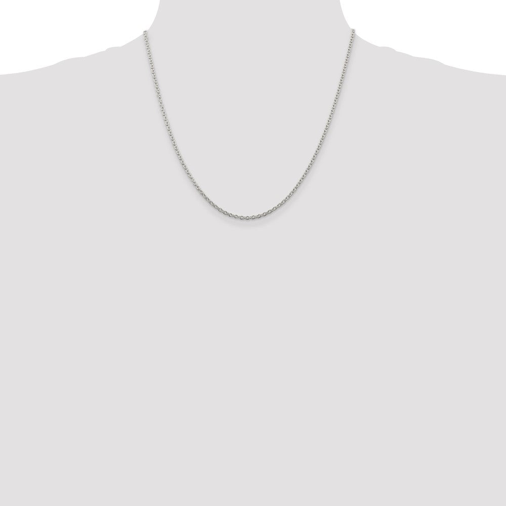 Buy Stylish Rhodium-Plated Sterling Silver 2.25mm Cable Chain - Affordable Luxury!