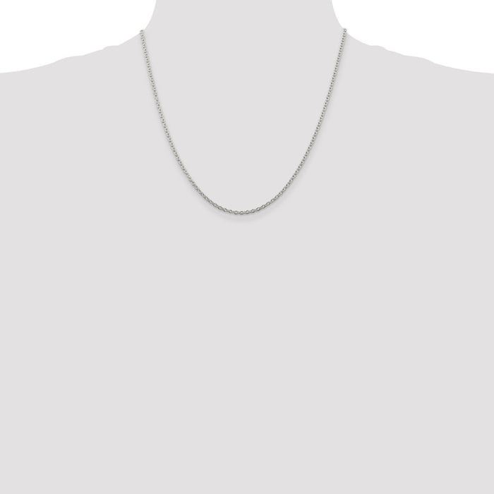 Buy Stylish Rhodium-Plated Sterling Silver 2.25mm Cable Chain - Affordable Luxury!-4
