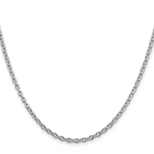 Buy Stylish Rhodium-Plated Sterling Silver 2.75mm Cable Chain - Affordable Luxury