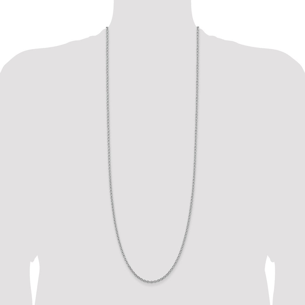 Buy Stylish Rhodium-Plated Sterling Silver 2.75mm Cable Chain - Affordable Luxury