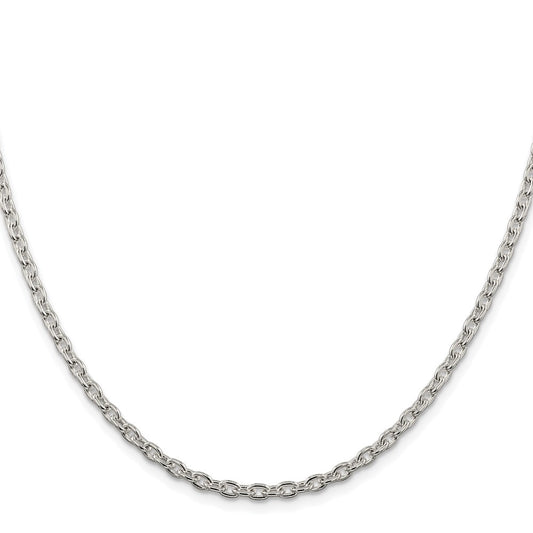 Buy Stylish Rhodium-Plated Sterling Silver 3.5mm Cable Chain - Affordable Luxury!
