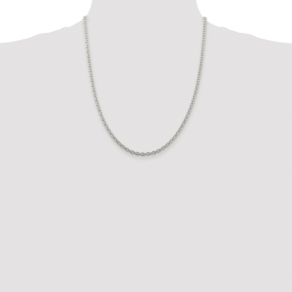 Buy Stylish Rhodium-Plated Sterling Silver 3.5mm Cable Chain - Affordable Quality