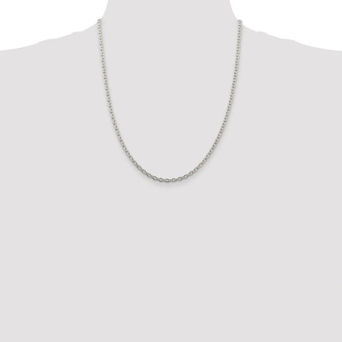 Buy Stylish Rhodium-Plated Sterling Silver 3.5mm Cable Chain - Affordable Quality-4