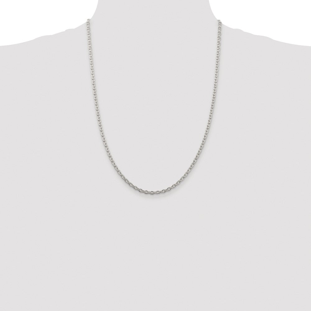 High-Quality Rhodium-Plated 3.5mm Sterling Silver Cable Chain - Stylish Value!