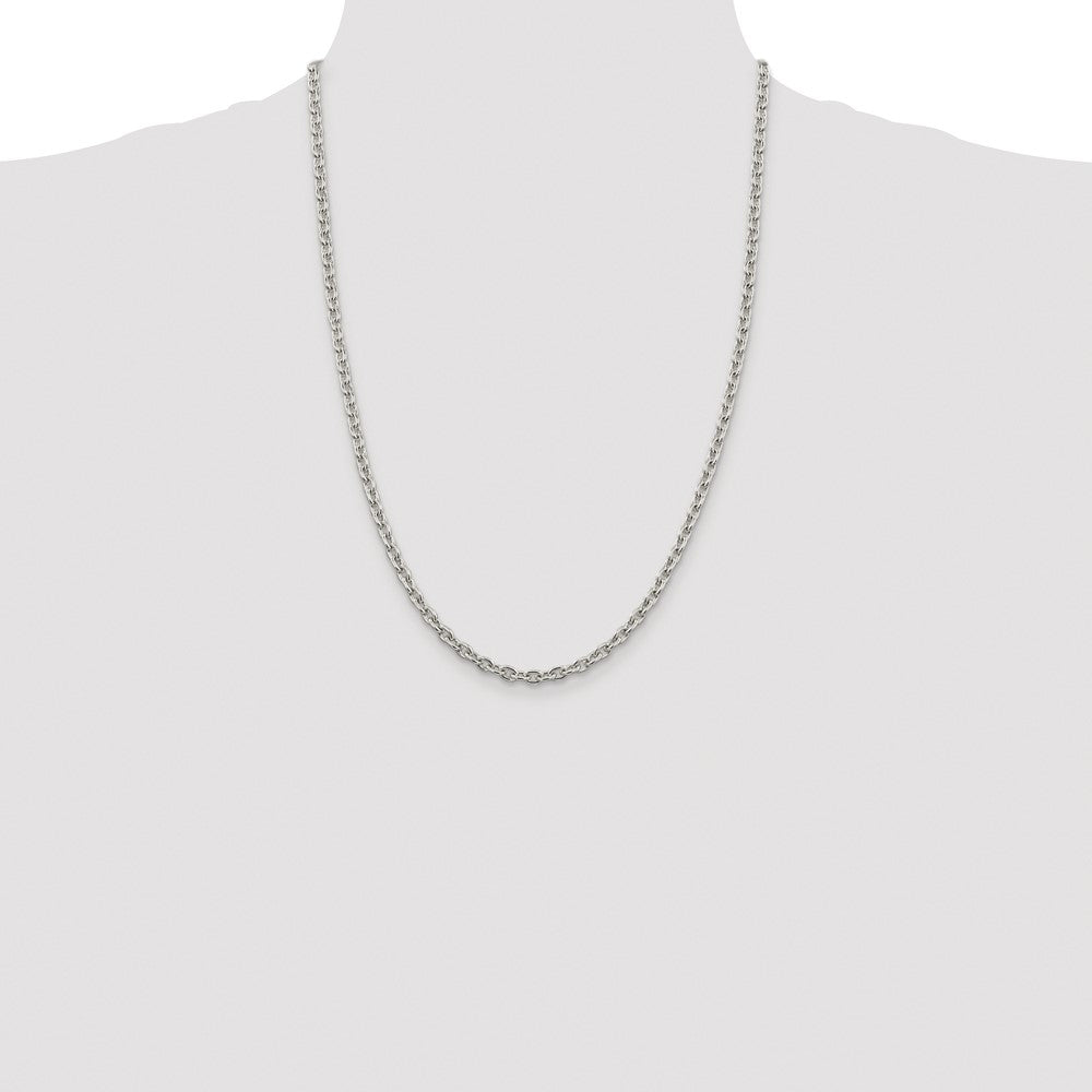 Buy Stylish Rhodium-Plated Sterling Silver 4.5mm Cable Chain - Affordable Luxury!