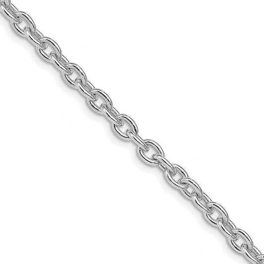 Buy Stylish 4.5mm Rhodium-Plated Sterling Silver Cable Chain - Luxury Value