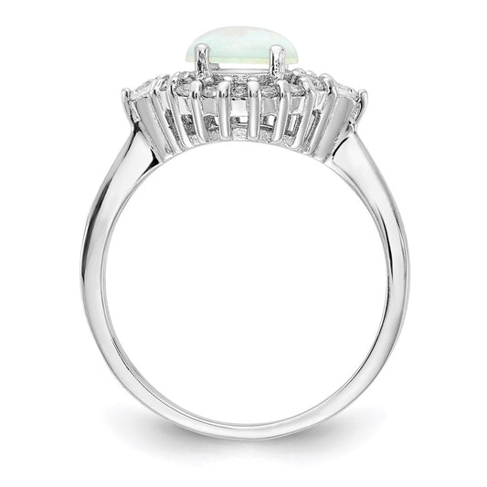 Shop Stylish Cheryl M Sterling Silver Opal & CZ Ring | 14K Rhodium-Plated