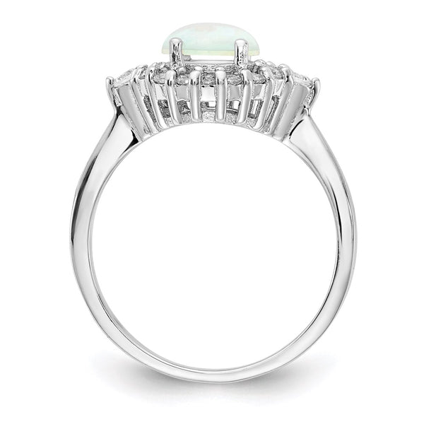 Cheryl M Sterling Silver Rhodium-Plated Opal & CZ Ring
