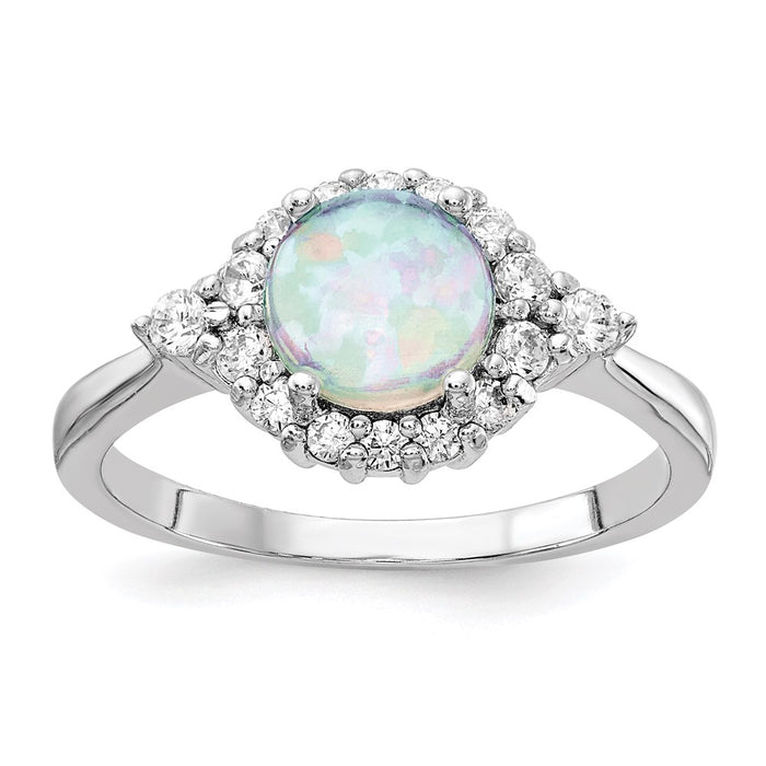 Shop Exclusive Cheryl M Sterling Silver Rhodium-Plated Opal & CZ Ring - Stylish Value!-1