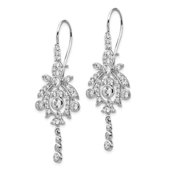 Cheryl M Sterling Silver Rhodium-Plated CZ Dangle Earrings