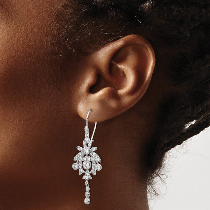 Buy Stylish Cheryl M Sterling Silver Rhodium-Plated CZ Dangle Earrings-3