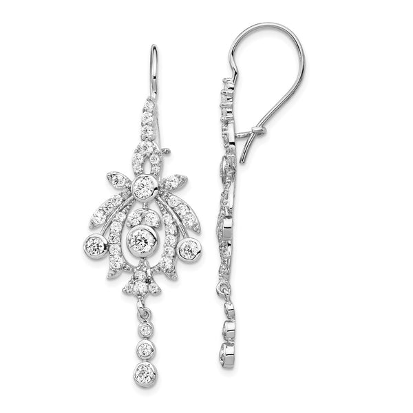 Cheryl M Sterling Silver Rhodium-Plated CZ Dangle Earrings