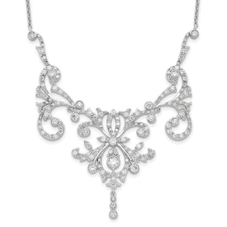 Exclusive 17-Inch Sterling Silver Necklace with CZ | Stylish Rhodium-Plated Design