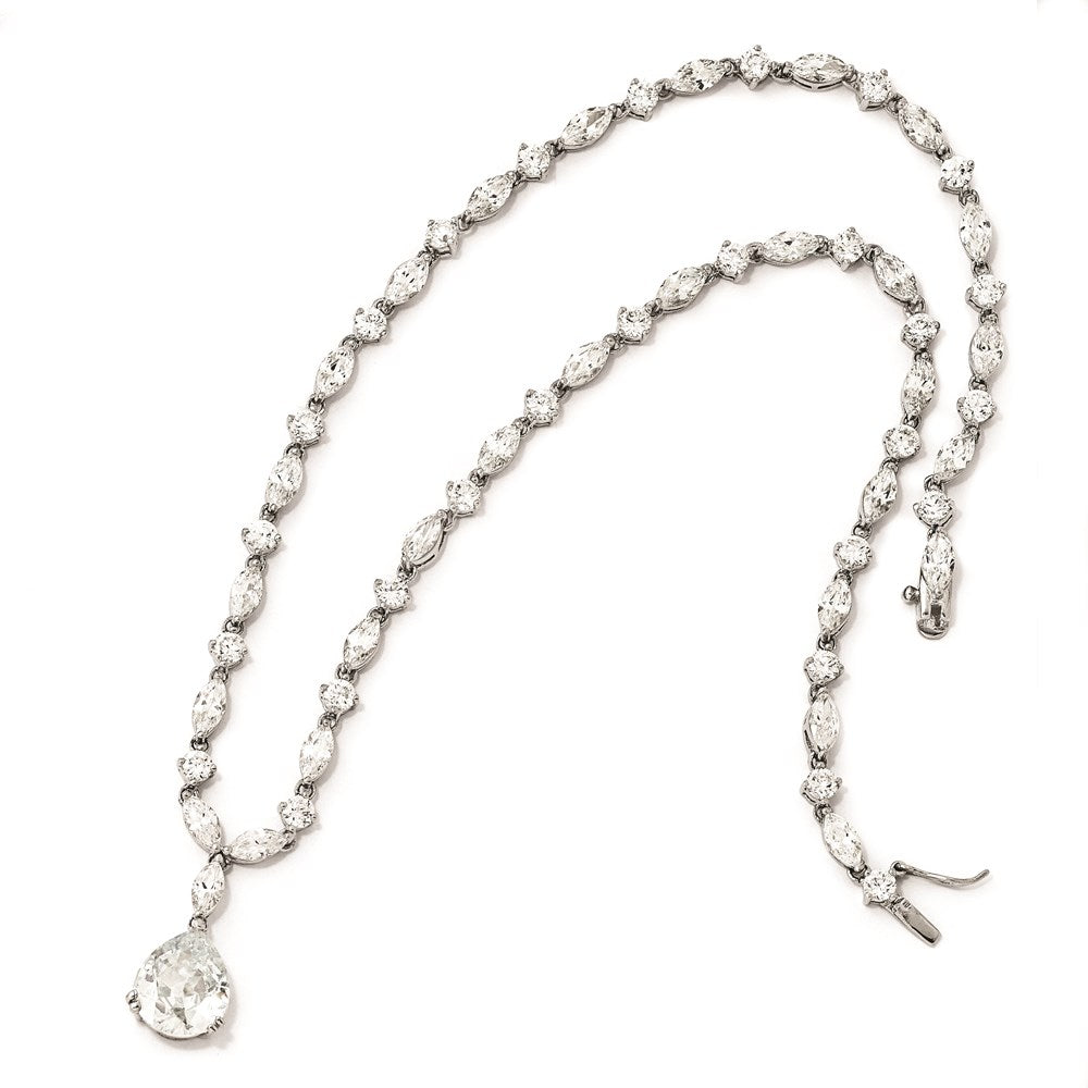 Buy Exclusive 17-Inch Sterling Silver Necklace with CZs | Stylish Rhodium-Plated Design