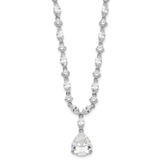 Buy Exclusive 17-Inch Sterling Silver Necklace with CZs | Stylish Rhodium-Plated Design