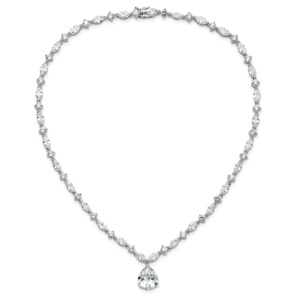 Buy Exclusive 17-Inch Sterling Silver Necklace with CZs | Stylish Rhodium-Plated Design