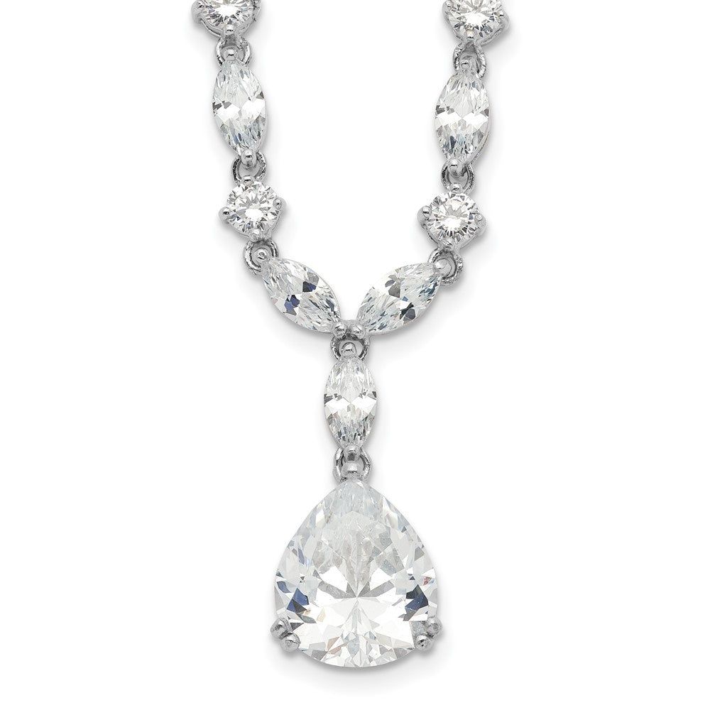 Buy Exclusive 17-Inch Sterling Silver Necklace with CZs | Stylish Rhodium-Plated Design