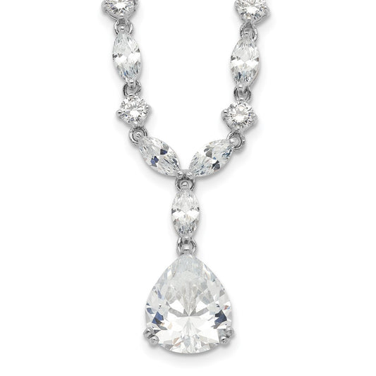 Buy Exclusive 17-Inch Sterling Silver Necklace with CZs | Stylish Rhodium-Plated Design