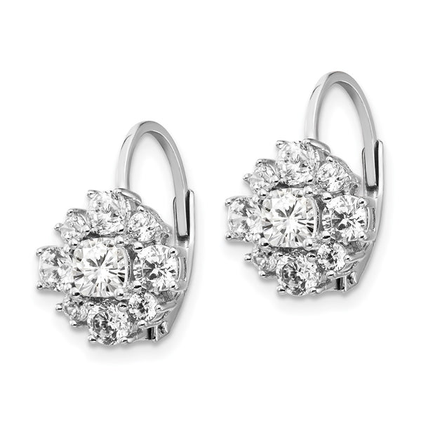 Cheryl M Sterling Silver Leverback Earrings - CZs