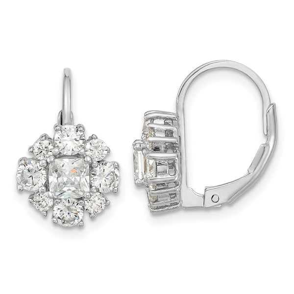 Cheryl M Sterling Silver Leverback Earrings - CZs