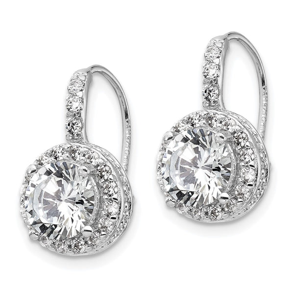 Cheryl M Sterling Silver Rhodium-Plated CZ Halo Dangle Earrings