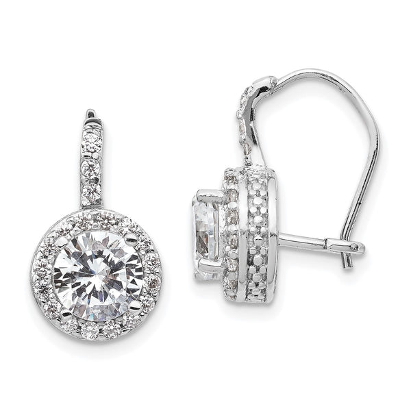 Cheryl M Sterling Silver Rhodium-Plated CZ Halo Dangle Earrings