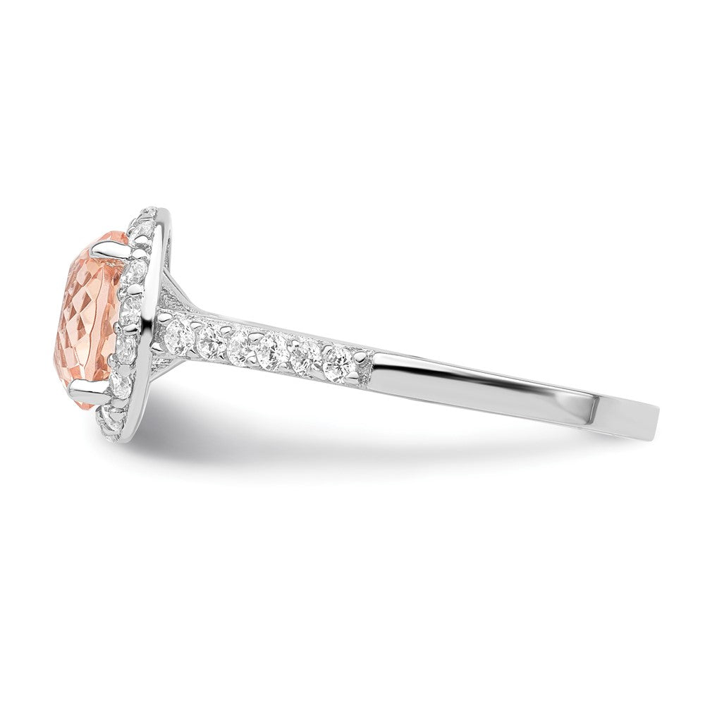 High-Quality Cheryl M Halo Ring: 100-Facet Simulated Morganite, 14K Gold Value