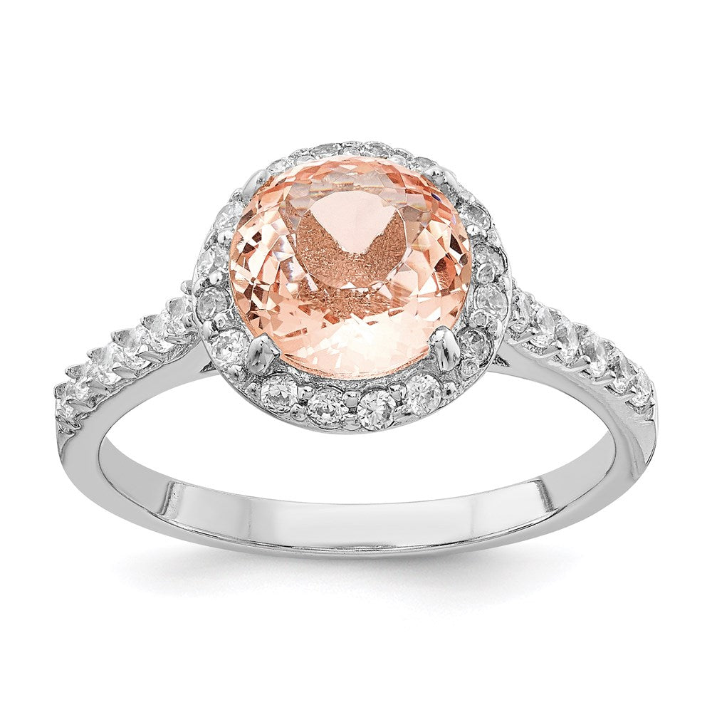 High-Quality Cheryl M Halo Ring: 100-Facet Simulated Morganite, 14K Gold Value