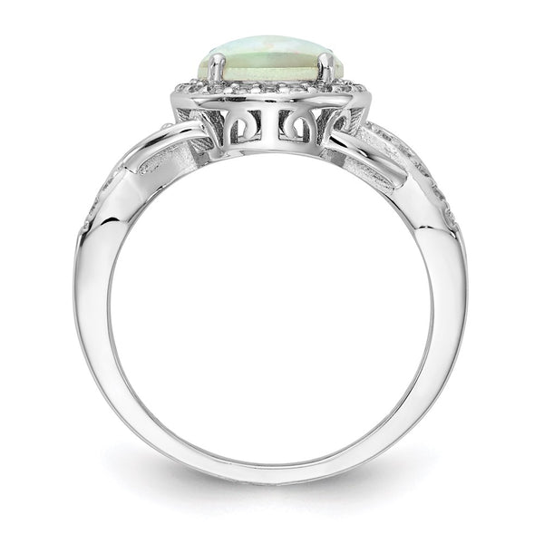 Cheryl M Sterling Silver Ring, 14K Rhodium-Plated, Opal CZ