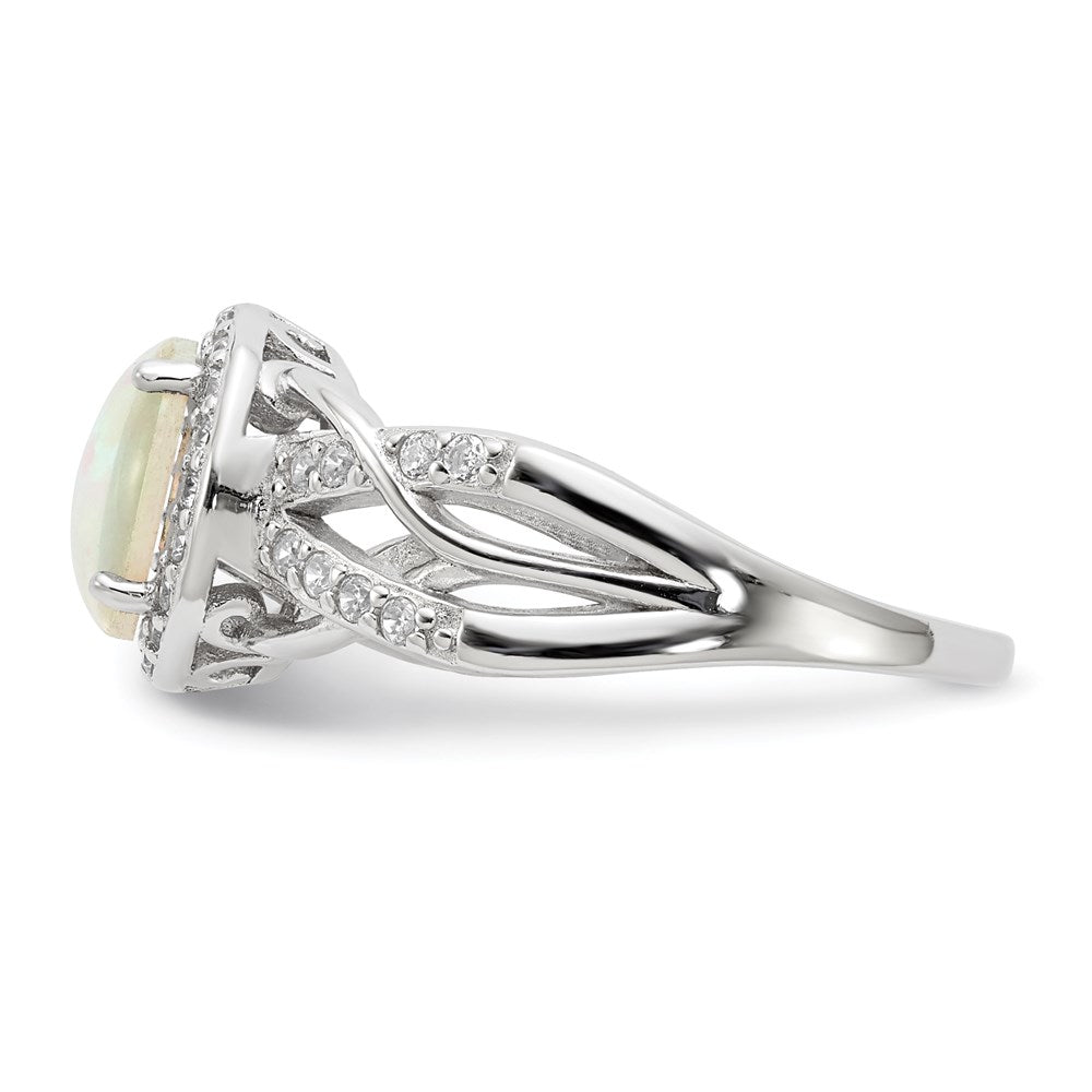 Exclusive 14K Gold Woven Pattern Ring with Lab-Created Opal - Stylish Value